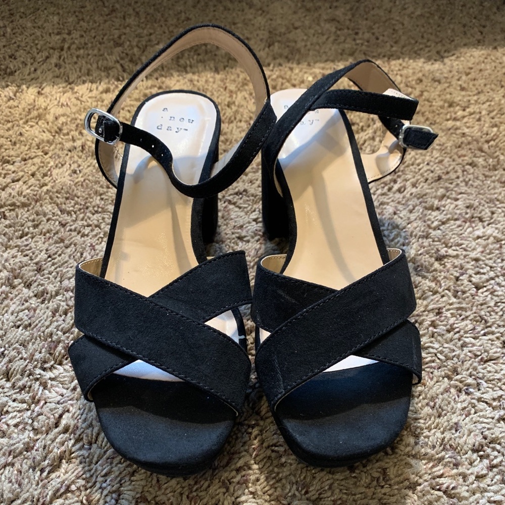 Black Suede Block Heel